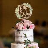 Oh Baby Cake Topper In Wood Baby Shower Party Greeny Cake Decoration (Design 01)