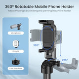 Portable Selfie Stick Tripod with Dual Fill Lights & Bluetooth Remote 3-in-1 Pocket Size Phone Tripod with 2 Cold Shoe Mounts for iPhone Android Mini