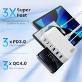 Usb C Charger 108W Usb C Charger Block,Upgraded Gan Iii 6-Port Fast Usb Charging Station Hub,3Xqc+3Xpd3.0 Phone Charger Adapter Compatible With Iphone 15/14/13/12/X,Android Samsung,Ipad Tablets-White