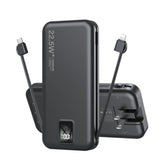 Portable Charger Built-In Cables And Ac Wall Plug, 12000Mah Power Bank, Usb C 22.5W Fast Charging Phone Charger ,Compact Lightweight External Battery Pack For Iphones, Ipad, Samsung?Tablets, Etc.