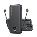 Portable Charger Built-In Cables And Ac Wall Plug, 12000Mah Power Bank, Usb C 22.5W Fast Charging Phone Charger ,Compact Lightweight External Battery Pack For Iphones, Ipad, Samsung?Tablets, Etc.