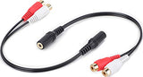 2 Pack 3.5mm Stereo Female to 2RCA Female RCA Audio Y Cable