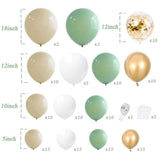 Sage Green Balloon Garland Arch Kit,134 Pcs Sand White Metallic Gold M