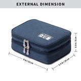Travel Cable Organizer Bag, Electronic Accessories Case Portable Double Layer Cable Storage Bag For Cord,Phone,Charger, Flash Drive, Phone, Sd Card,Personal Items - (Dark Blue)