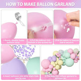 153Pcs Pastel Balloons Garland Arch Kit, Different Sizes 18 12 10 5Inch Pastel Pink Yellow Green Purple Confetti Balloons For Spring Baby Shower Wedding Wildflower Birthday Party Decorations