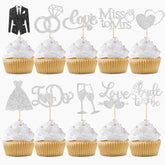 60pcs Silver Bride to Be Cupcake Toppers for Wedding & Bridal Shower Decor