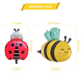 6Pcs Ladybug And Bee Foil Balloon Decorations For Garden Party?Ladybug Party Ballon Bee Birthday Party Suplile