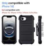 for Defender iPhone 16e Case with Belt Clip,Holster for 16e Phone Case with Kickstand,for Heavy Duty iPhone16e PhoneCase Rugged 2 Layers of