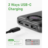 Portable Charger,10000 Mah Power Bank Travel Charger With Usb-C(Input&Output),2.4A Fast Charging External Battery Pack Phone Charger Compatible With Iphone 16,Samsung,Android,Brilliant Black