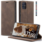 Samsung Galaxy A71 5G Wallet Case With Card Holder Kickstand Magnetic,Leather Flip Case For Samsung Galaxy A71 5G (Coffee)