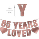Pre-Strung Rose Gold 85th Birthday Banner, Party Decorations for Women