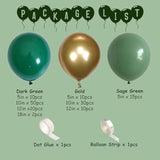 137Pcs Green Gold Balloon Arch Kit for Birthday Wedding Jungle Baby Shower