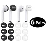 (Fit In Case)Silicone Eartips Skins And Covers Replacement Anti Slip Soft Eartips Compatible With Air Pods 1 & 2 Or Ear Pods Headphones/Earphones/Earbuds, White And Black 6 Pairs Wb6P