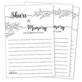 Share A Memory Card, Memorial Cards For Celebration Of Life, Funeral Guest Book, Advice For The Bride, Wedding Favors, Graduation, Retirement, Going Away Party Decorations, 4X6 Inch, 50 Pack