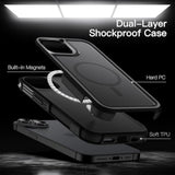 JETech Case for iPhone 15 Plus 6.7-Inch Compatible with MagSafe, Heavy Duty Dual-Layer Rugged Protection, Shockproof Protective Tough Phone Magnetic Cover (Black)