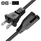 6Ft Extra Long 2 Prong Polarized Power Cord For Vizio-Led-Tv Smart-Hdtv E-M-Series Sound Bar 2 Slot Adapter-Ac-Wall-Cable:Iec-60320 Iec320 C7 To Nema 1-15P For Sharp Philips Led Tv Ps1 Ps2