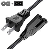 6Ft Extra Long 2 Prong Polarized Power Cord For Vizio-Led-Tv Smart-Hdtv E-M-Series Sound Bar 2 Slot Adapter-Ac-Wall-Cable:Iec-60320 Iec320 C7 To Nema 1-15P For Sharp Philips Led Tv Ps1 Ps2