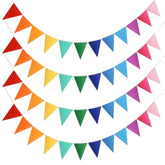 4Pack 48Pcs Colorful Pennant Banner Flags With 8.2Ft Ribbon, Rainbow Felt Bunting Triangle Flags Party Decor For Birthday, Baby Shower, Nursery, Playroom, Wedding, Garden, Photo Backdrop