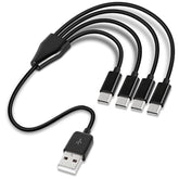 Short Usb C Splitter Cable,4 In 1 Usb 2.0 A Male To 4 Usb C Male Charging Cord For Some Usb Type-C Phone, Device - 0.5M (Black)