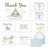 Baby Shower Thank You Cards For Boy - 24 Pack With Envelopes & Gold Stickers,Baby Shower Greeting Cards Bulk For Newborn Party