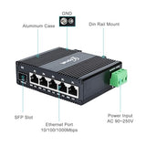 90~250V Ac Input Industrial 6 Ports Gigabit Ethernet Switch 5 Port Rj45 10/100/1000Mbps Din Rail Mount Network Switch With Sfp Slot Copper To Fiber Switch
