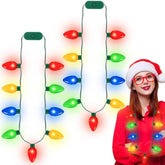8-Pack Light-Up Christmas Necklaces with 9 LED Bulbs for Parties