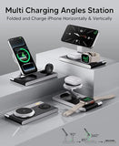 3 in 1 Magnetic Wireless Charging Station for Devices,Foldable Wireless Charger Stand for Magsafe iPhone 17 Air 16/15/14/13/12,