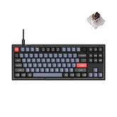 V3 Wired Custom Mechanical Keyboard Knob Version, Tkl Qmk/Via Programmable Macro With Hot-Swappable K Pro Brown Switch Compatible With Mac Windows Linux (Frosted Black-Translucent)