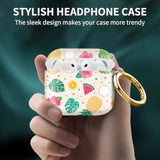 Airpods 4th Generation Case Cover Protective TPU Soft Cases Cover Rugged for Airpod 4 Case with Golden Keychain for Women Men Pineapple Banana Design