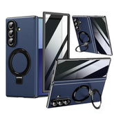 For Samsung Galaxy Z Fold 7 Magnetic Case With Privacy Screen Protector, Hinge Protection & Compatible Magsafe & Ring Kickstand,Slim Fit Protective Phone Case For Galaxy Z Fold7 Case,Blue