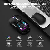 Wireless Gaming Mouse,Rechargeable Rgb Programmable Macro Mouse,10000 Dpi,Tri-Mode 2.4Ghz/Bt 5.0 With Wired,3.7V 500Mah Built-In Battery For Laptop Desktop Pc Macbook Chromebook - Black