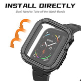 2 Pack Rugged Case Compatible For Apple Watch 44Mm Series Se/6/5/4 With Tempered Glass Screen Protector, Military All Around Hard Tpu Protective Cover Case Shockproof Bumper For Iwatch Men 44Mm