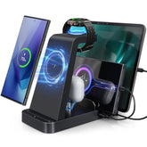 5 In 1 Wireless Charger For Samsung, Wireless Charging Station For Multiple Devices, Fast Charger Stand For Samsung Galaxy S25 Ultra S24 S23 S22 S20 Note 20 10 Z Fold 6 Galaxy Watch 7 6 5 Buds,Black
