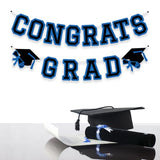 Congrats Grad Banner Graduation Party Banner Decoration Hanging Garland High School College Backdrop Supplies Blue