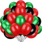 100 Pcs Red Black Green Balloons, 13 Inch