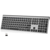 Rechargeable Wireless Keyboard, 2.4G Full Size Ergonomic Scissor Switch Keyboard, Qwerty Layout Silent Keyboard, 12 Multimedia Shortcut Keys For Pc/Desktop/Laptop/Windows-Gray