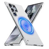 Magnetic Ultra Thin Frosted Designed for Samsung Galaxy S24 Ultra Frameless Case 6.8" Slim Minimalist Lightweight Matte Hard Compatible with MagSafe Cover Protective Borderless Case-Silvery