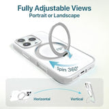 360°Spin Magnetic Stand For Iphone 16 Pro Max Case, Compatible With Magsafe Protective Stylish For Iphone16 Promax Case, Ostand Kickstand Rotatable, Lanyard, Extra Buttons, White