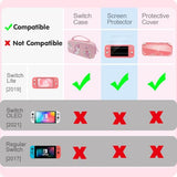 Pink Unicorn Carrying Case Compatible with Nintendo Switch Lite with Crystal Glitter Soft Protective Case Cover+Screen Protector+Stickers, Hard