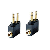 Dual 3.5Mm Male To 3.5Mm Female Airplane Headphone Adapter Gold Plated (2 Pack)