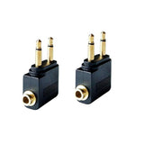Dual 3.5Mm Male To 3.5Mm Female Airplane Headphone Adapter Gold Plated (2 Pack)