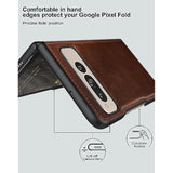 For Google Pixel Fold Case, Leather Case, Pu Leather + Hard Pc Shell Ultra Thin Slim Durable Protective Phone Case Cover For Google Pixel Fold 2023 (Brown)