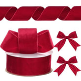 1 Roll 2 Inch, 10 Yard Christmas Velvet Ribbon Vintage Burgundy Wide Ribbons For Gift Wrapping Christmas Tree Ornaments Xmas Party Decoration Wreath Crafts Bow Making
