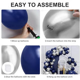 134pcs Blue & Silver Balloon Garland Kit for Parties, Baby Showers More