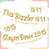 11Th Birthday Decorations Party Banner - 2 Pcs Gold Glitter Pre-Strung This Rizzler Is 11 Slayin Since 2015 Banner Decoration For Boys And Girls Happy 11 Years Old Birthday Party Decor Supplies