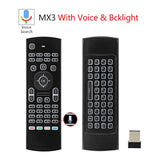 Mx3 Voice Air Mouse Mini Keyboard Backlight Wireless Remote, 2.4G Multifunctional Fly Mouse With Infrared Learning For Android Smart Tv Box, 3-Gyro And 3-Gsensor, Projector Htpc Mini Pc