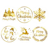 Merry Christmas Stickers - 2 Inch 120Pcs Gold Foil Holiday Stickers Merry And Bright Sticker Large Round Christmas Tree Snowflake Snowman Labels For Envelope Seals Cards Ornaments (White)