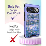 Cute Kawaii Blue Water Lily Case for Google Pixel 9 Pro XL with Ring Stand