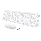 seenda Wireless Keyboard and Mouse, USB & Type C 2-in-1 Receiver, SK73-3 Full Size White Wireless Keyboard Mouse Combo, Compatible for Windows, MacBook Pro/Air, Laptop, Desktop, PC - White