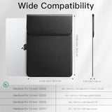JETech Slim Laptop Sleeve for MacBook Pro 14-Inch(M4/M3/M2/M1, 2021-2024), PU Leather Case with Magnetic Closure (Black)